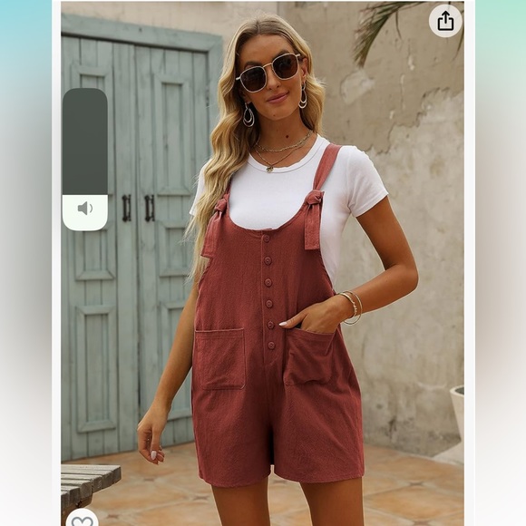 Cotton linen romper overrolls - Picture 3 of 7